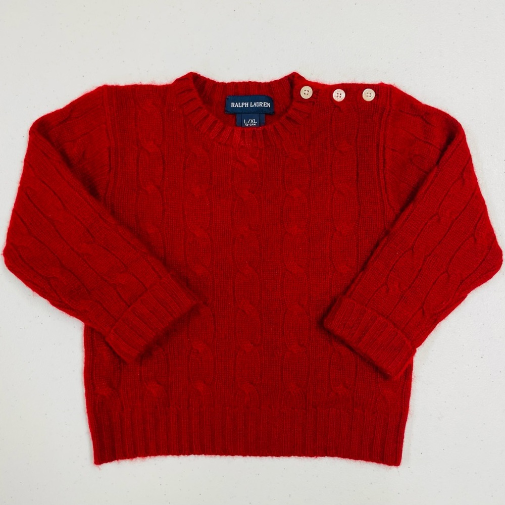 Ralph Lauren Cashmere Sweater Boys L/XL 12-24M Girls The Iconic Cable-Knit Polo